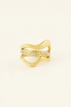 My Jewellery Bague à Trois Rangs Et Strass Clearance