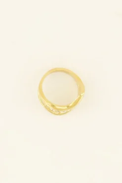 My Jewellery Bague à Trois Rangs Et Strass Clearance
