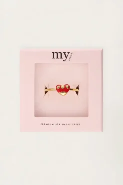 My Jewellery Bague Avec Cœur Rouge Vintage Outlet