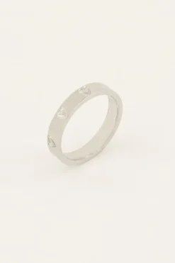 My Jewellery Bague Avec Cœurs Gravés Outlet