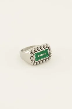 My Jewellery Bague Bold Spirit Avec Charm « Amour » Vert Fashion