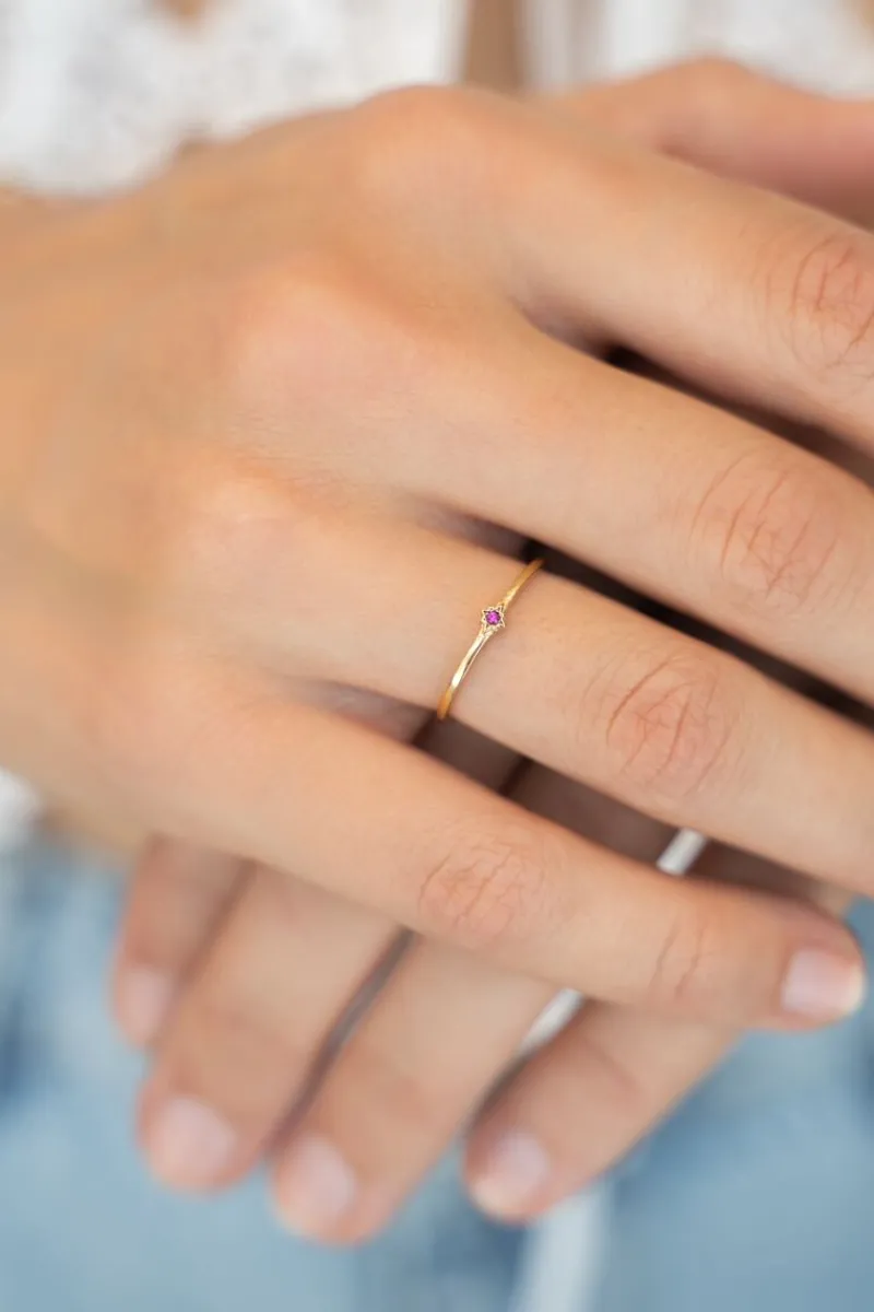My Jewellery Bague Minimaliste Avec Pierre De Naissance Fashion