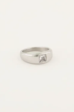My Jewellery Bague MOOD Avec Pierre Carrée Transparente Outlet