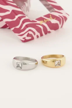 My Jewellery Bague MOOD Avec Pierre Carrée Transparente Outlet