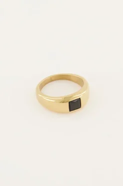 My Jewellery Bague MOOD Avec Pierre Noire Carrée New
