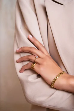 My Jewellery Bague MOOD Avec Pierre Noire Carrée New