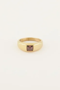 My Jewellery Bague MOOD Avec Pierre Rose Carrée Clearance
