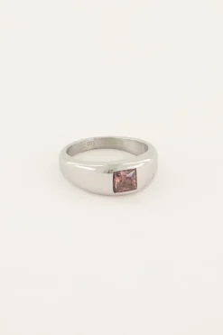 My Jewellery Bague MOOD Avec Pierre Rose Carrée Clearance