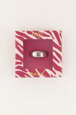 My Jewellery Bague MOOD Avec Pierre Rose Carrée Clearance