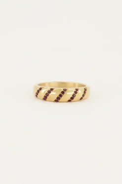 My Jewellery Bague MOOD Avec Pierres Fines Roses Outlet