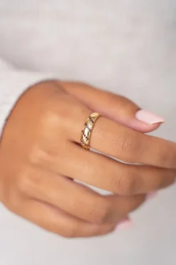 My Jewellery Bague MOOD Avec Pierres Fines Roses Outlet