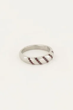 My Jewellery Bague MOOD Avec Pierres Fines Roses Outlet