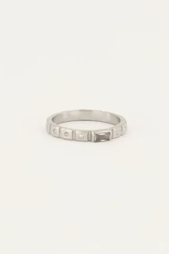 My Jewellery Bague Rectangulaire Vintage Transparente Fashion