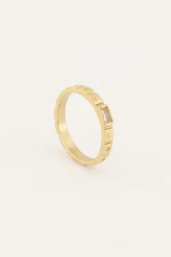 My Jewellery Bague Rectangulaire Vintage Transparente Fashion