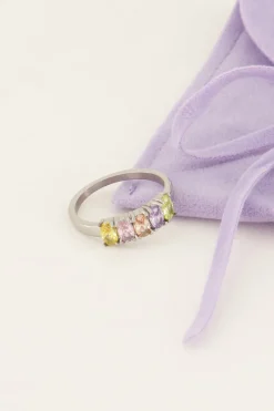 My Jewellery Bague Tendance Cocktail Avec Pierres Multicolores New