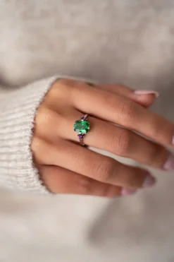 My Jewellery Bague Tendance Vintage à Cristal Vert Sale