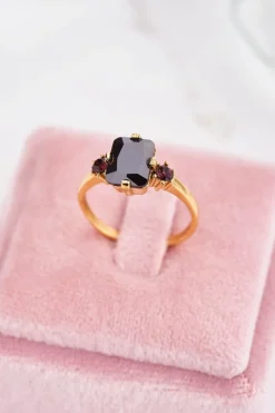 My Jewellery Bague Tendance Vintage à Cristal Noir Best