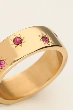 My Jewellery Bague étoiles & Pierres Roses Mystic Sale