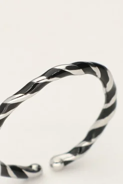 My Jewellery Bague Torsadée Noire Discount