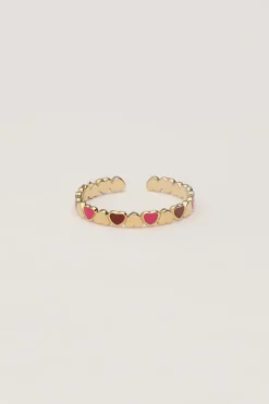 My Jewellery Bague Vintage Avec Cœurs Roses Et Rouges Best