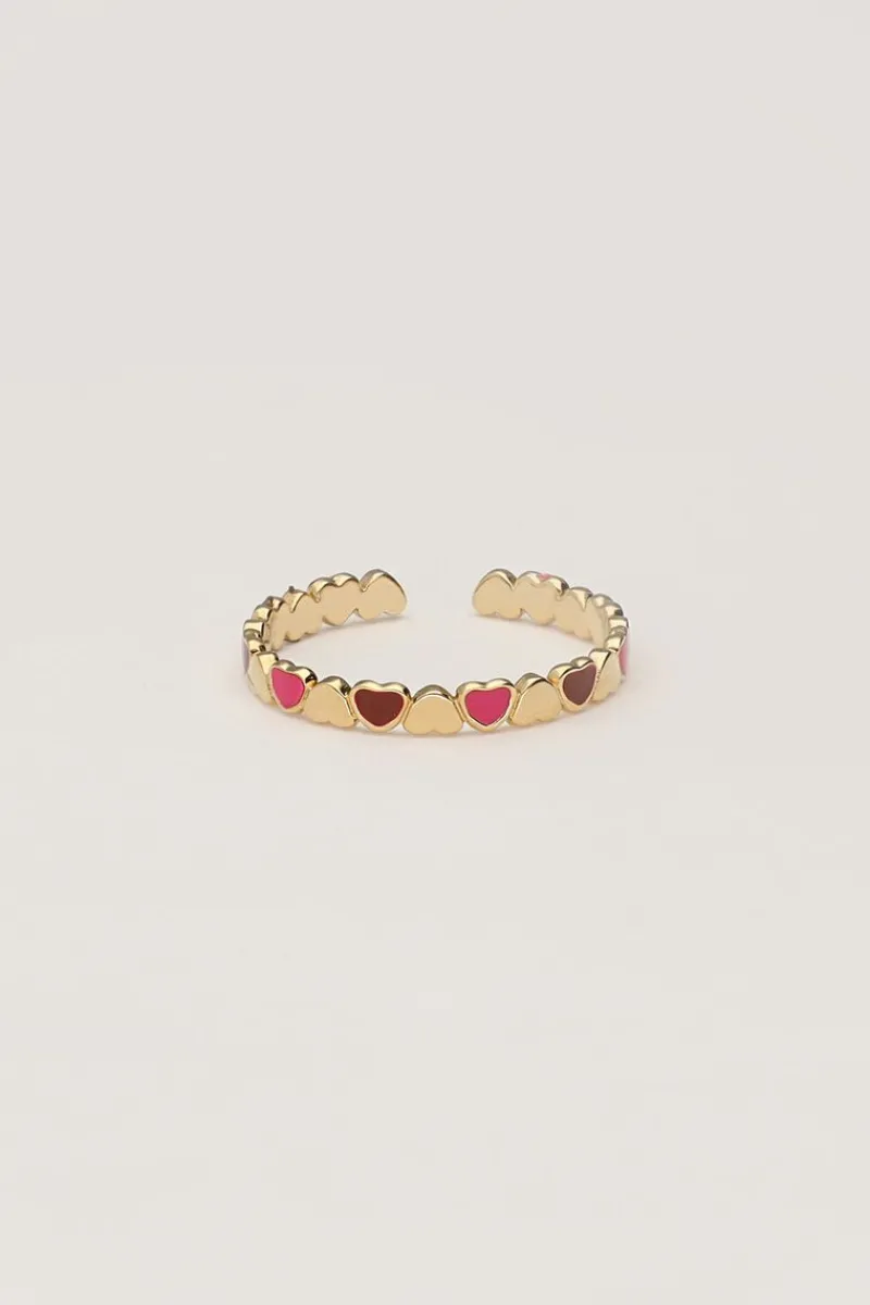 My Jewellery Bague Vintage Avec Cœurs Roses Et Rouges Best