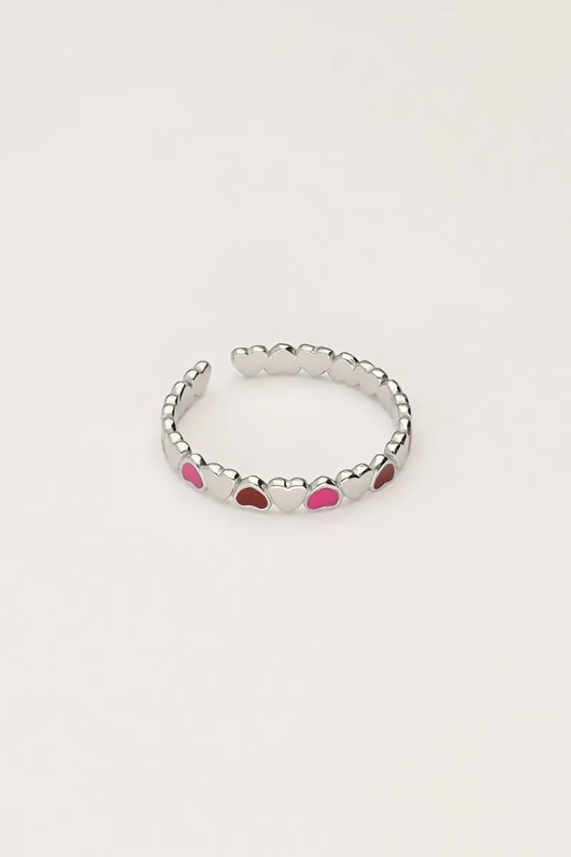 My Jewellery Bague Vintage Avec Cœurs Roses Et Rouges Best