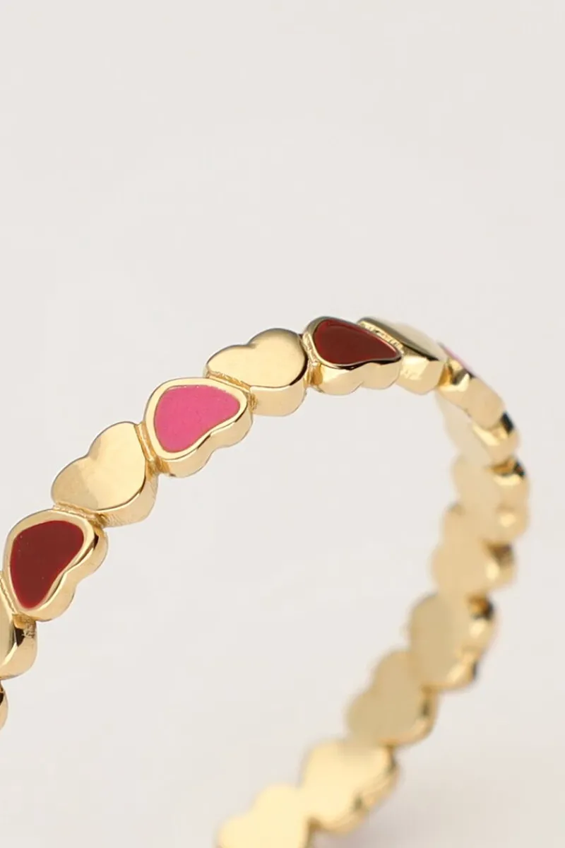 My Jewellery Bague Vintage Avec Cœurs Roses Et Rouges Best
