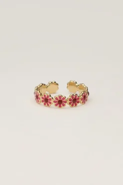 My Jewellery Bague Vintage Avec Fleurs Roses Et Rouges Hot