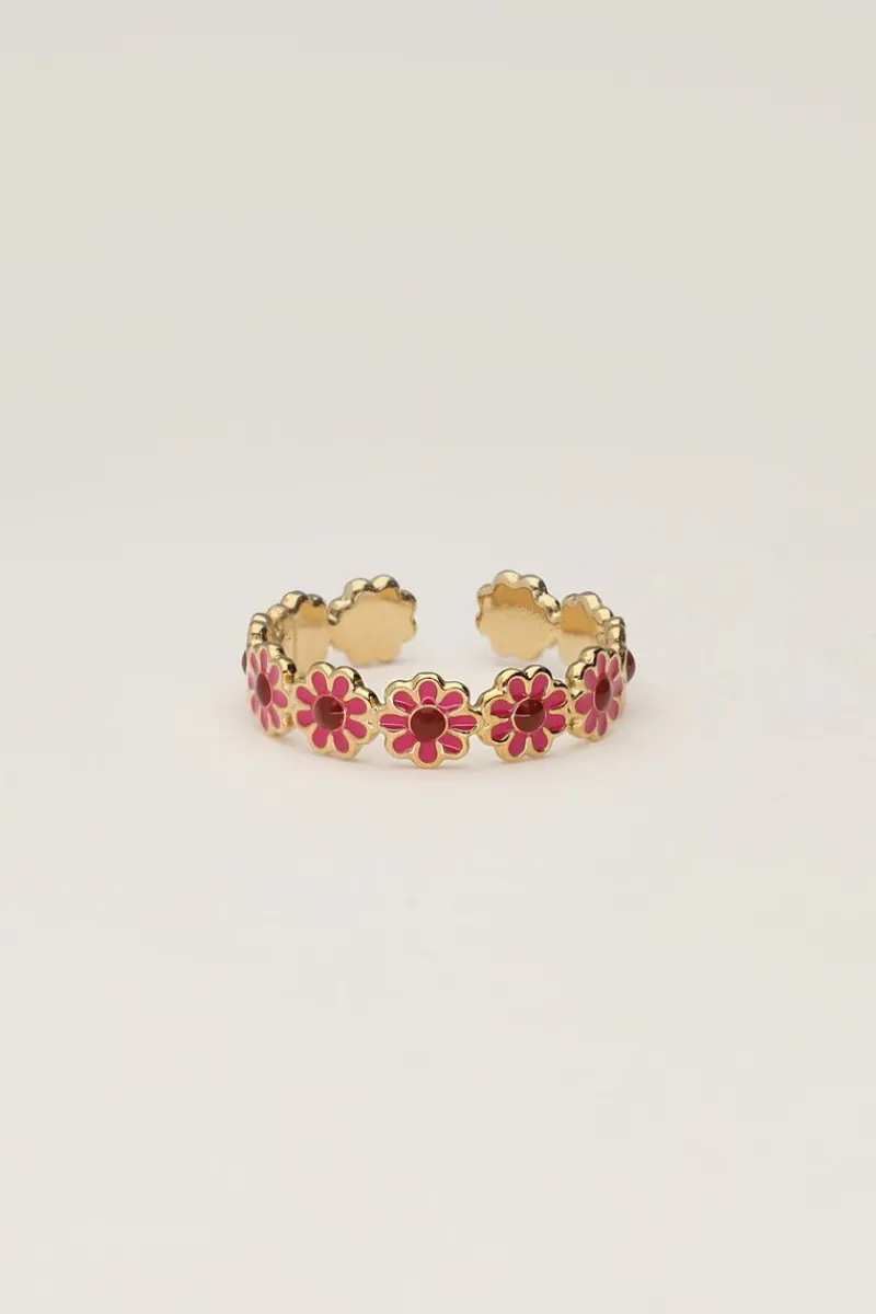 My Jewellery Bague Vintage Avec Fleurs Roses Et Rouges Hot