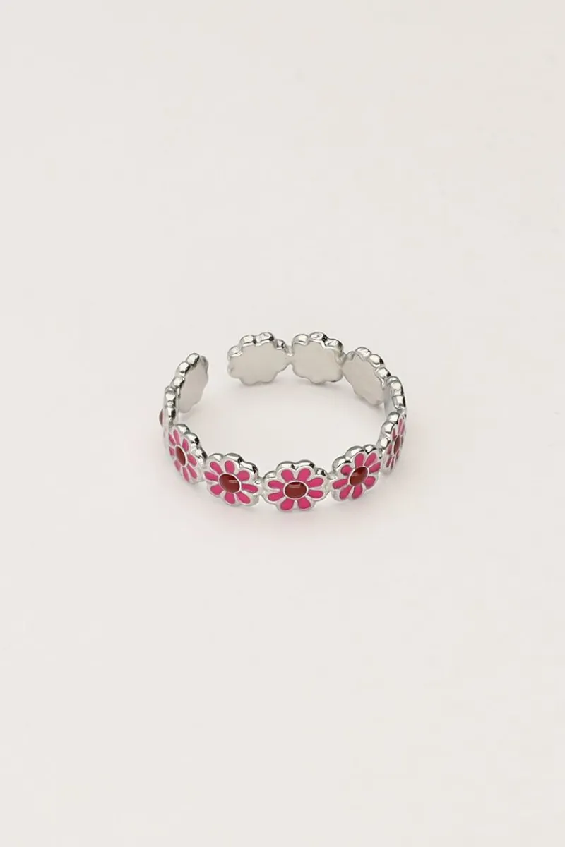 My Jewellery Bague Vintage Avec Fleurs Roses Et Rouges Hot