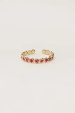 My Jewellery Bague Vintage Avec Mini Fleur Rose Et Rouge Sale