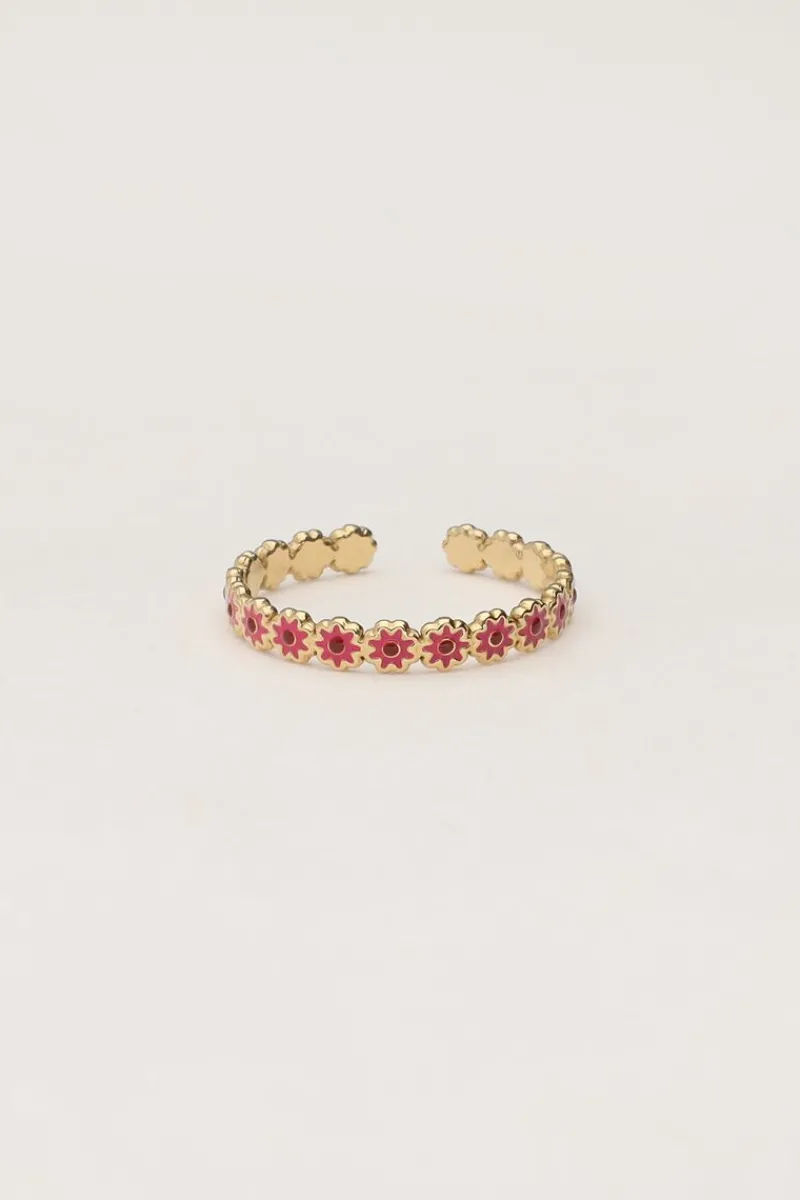 My Jewellery Bague Vintage Avec Mini Fleur Rose Et Rouge Sale