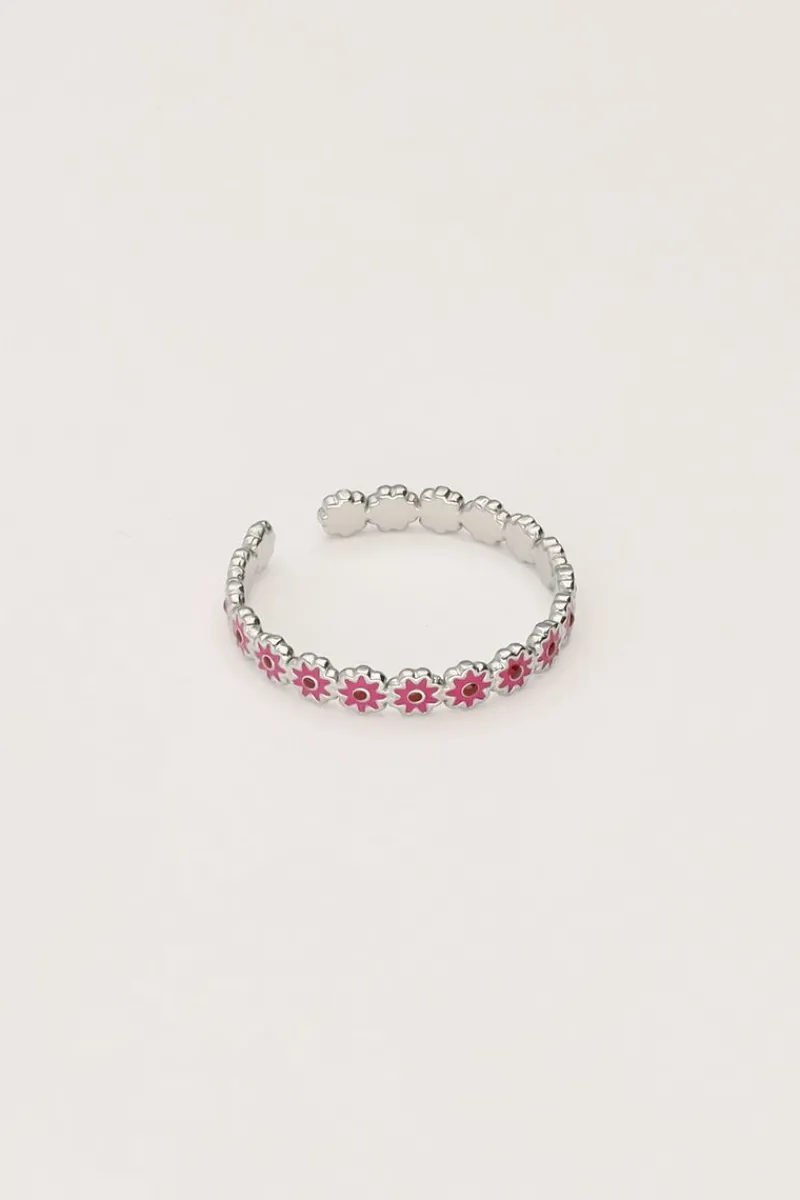 My Jewellery Bague Vintage Avec Mini Fleur Rose Et Rouge Sale