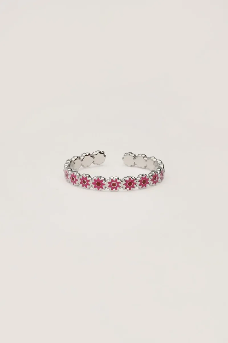 My Jewellery Bague Vintage Avec Mini Fleur Rose Et Rouge Sale
