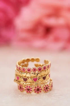 My Jewellery Bague Vintage Avec Mini Fleur Rose Et Rouge Sale
