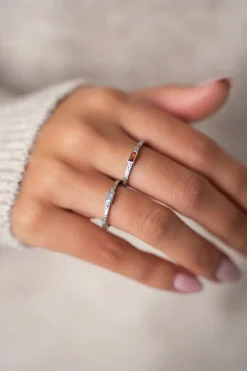 My Jewellery Bague Vintage Rectangle Structurée Et Transparente Clearance