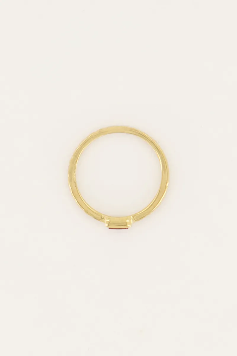 My Jewellery Bague Vintage Rectangulaire Rouge Discount