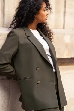 My Jewellery Blazer Croisé Kaki Vert foncé Discount