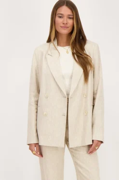 My Jewellery Blazer En Lin Beige à Double Boutonnage Hot