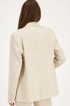 My Jewellery Blazer En Lin Beige à Double Boutonnage Hot
