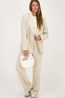 My Jewellery Blazer En Lin Beige à Double Boutonnage Hot