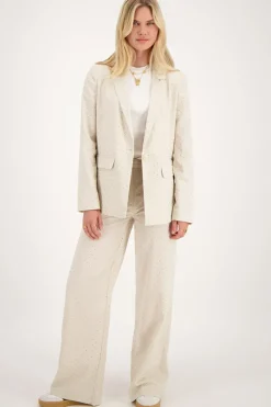 My Jewellery Blazer En Lin Beige Avec Clous Discount