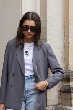 My Jewellery Blazer Gris Croisé Fashion