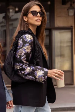 My Jewellery Blazer Noir Avec Manches En Jacquard Fashion