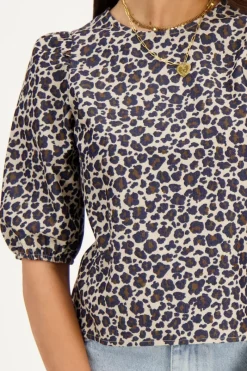 My Jewellery Blouse à Imprimé Léopard Avec Nœuds Au Dos Marron/Noir/Beige Fashion