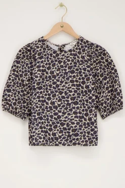 My Jewellery Blouse à Imprimé Léopard Avec Nœuds Au Dos Marron/Noir/Beige Fashion