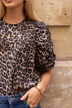 My Jewellery Blouse à Manches Bouffantes Imprimées Léopard Sale