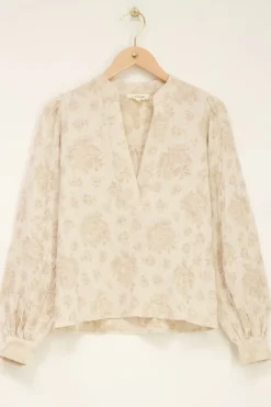 My Jewellery Blouse Beige à Imprimé Fleuri Jacquard Best
