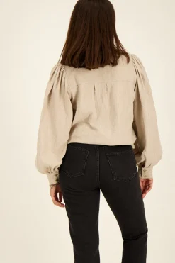 My Jewellery Blouse Beige En Mousseline Avec Rayures Lurex Best