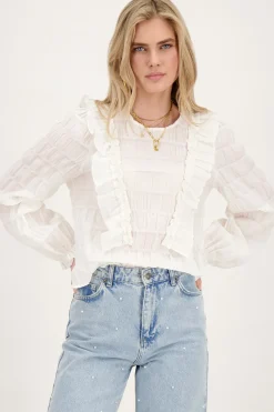 My Jewellery Blouse Blanche à Volants Outlet
